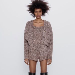 Zara knit set: cardigan + top + short 
NWT